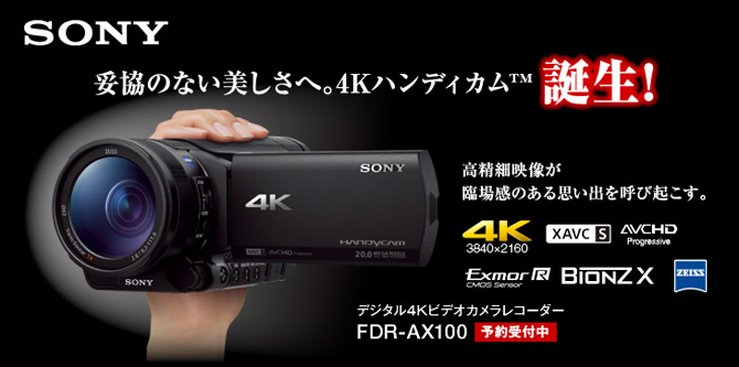 ソニー SONY デジタル4Kビデオカメラレコーダー FDR-AX100 | カメラの 